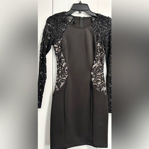 Black Lace Sleeve Size 1 Dress